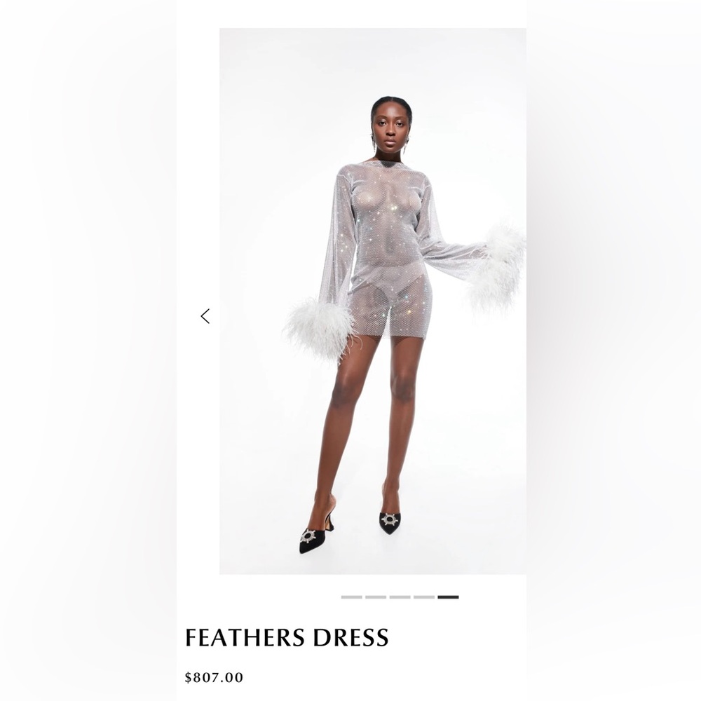 Santa Designer sparkling rhinestone dress with Feather Cuffs Exquisite statement - Picture 6 of 9